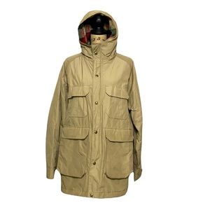 Woolrich Vintage Wool Blend Tan Winter Hooded Zip-Up Coat M